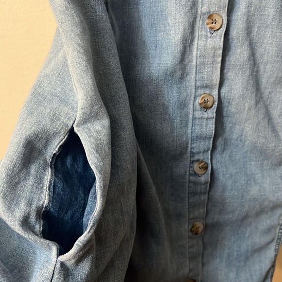 KUT denim relax shirt in a mini dress form bottom down size S chest pocket tunic - Picture 10 of 11